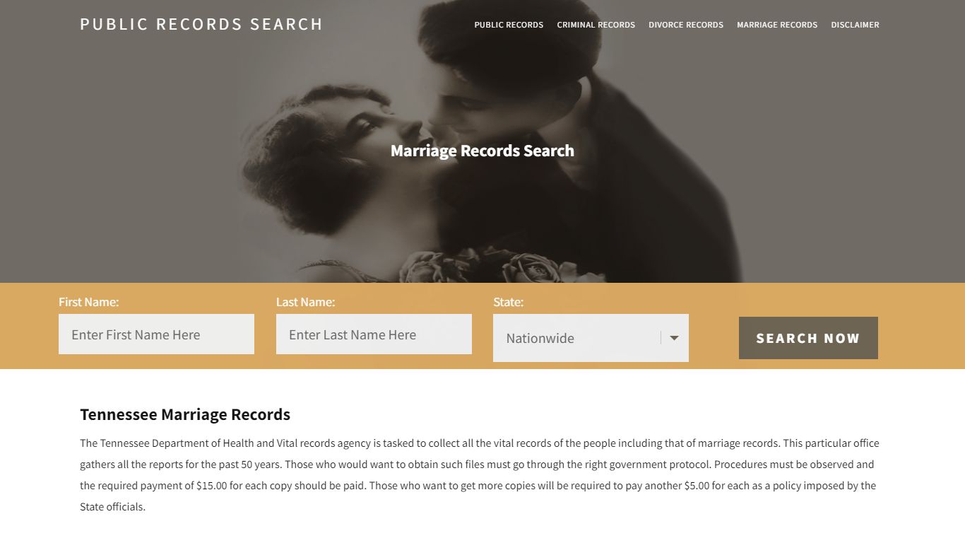 Tennessee Marriage Records | Enter Name and Search|14 Days Free